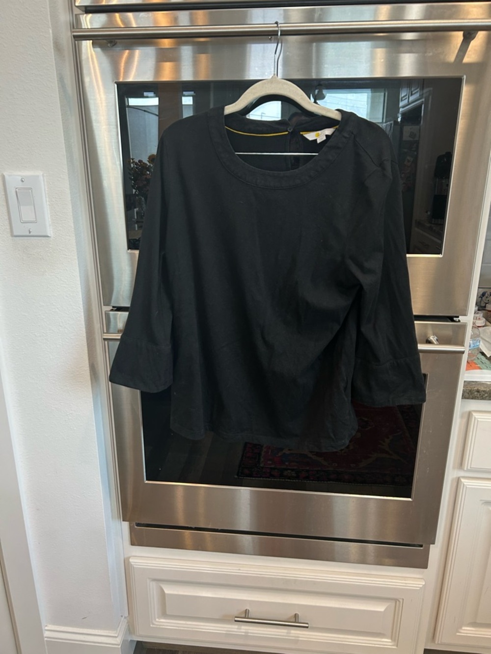 Boden Black Round-Neck 3/4 Sleeve Blouse size 14 slight wear GUC